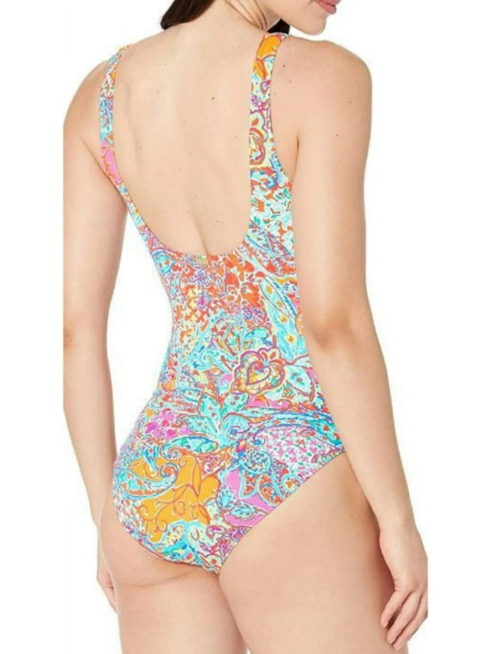 Ralph Lauren Size 12 Bold Multicolor Surplice Printed One-Piece Swimsuit NWT - Picture 2 of 6